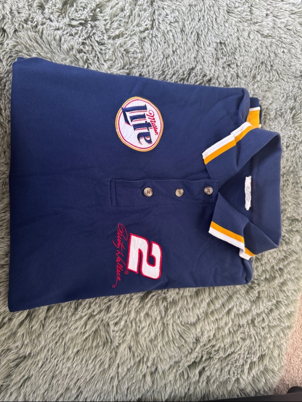 Chase Authentics Navy Polo with Yellow & White Trim and Miller Lite Patch